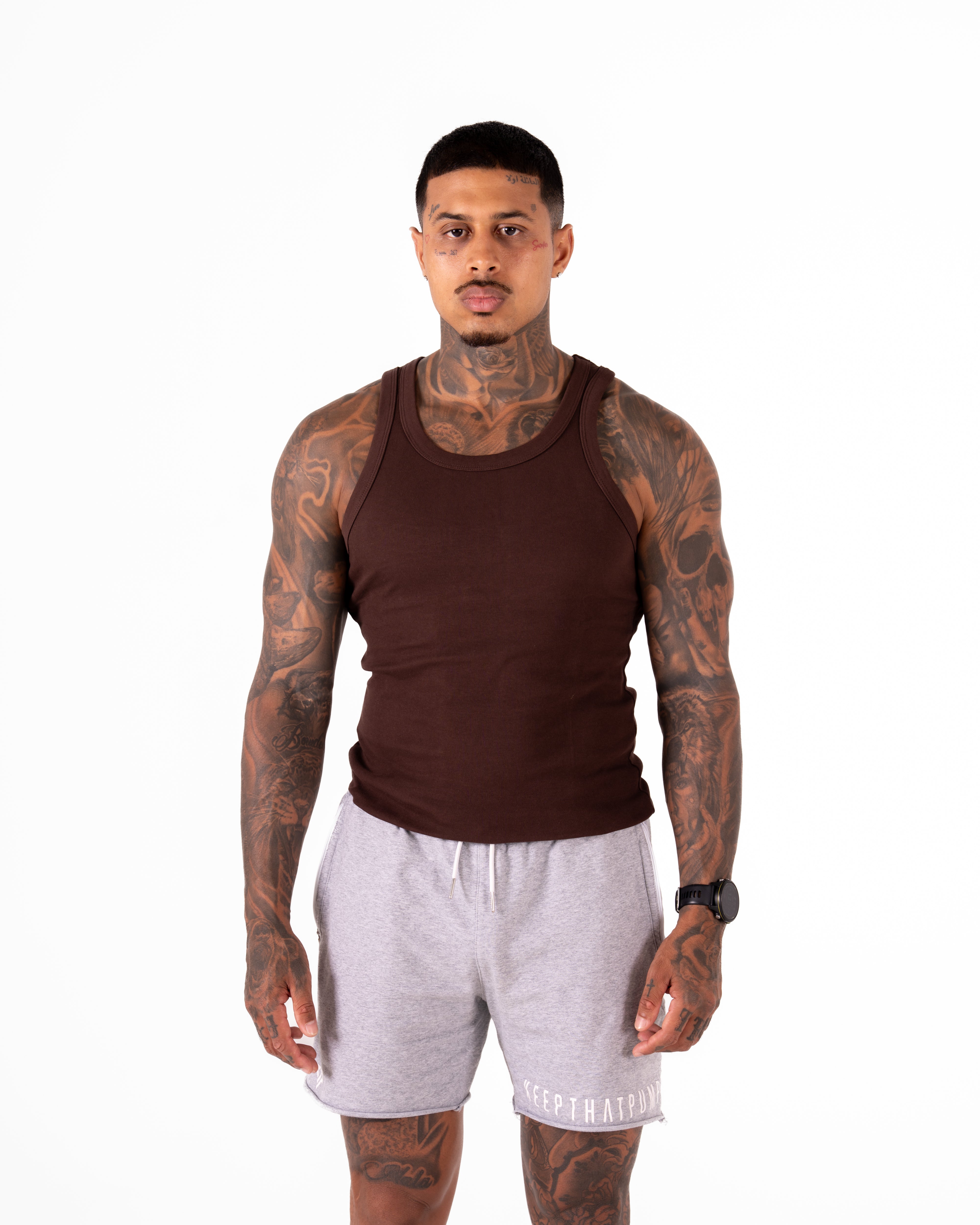 MEN'S KTP RIBBED TANK - ESPRESSO
